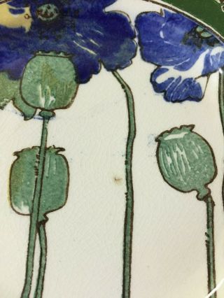 Set of 11 Plates - Royal Doulton blue poppies antique art nouveau arts & crafts 6