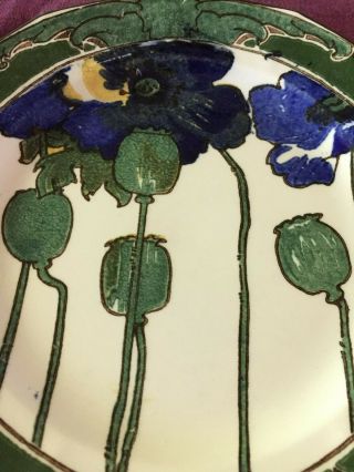Set of 11 Plates - Royal Doulton blue poppies antique art nouveau arts & crafts 8
