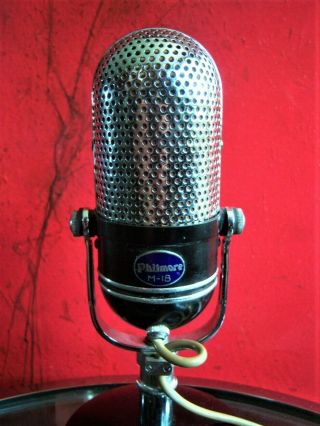 Vintage 1960 ' s Philmore M - 18 dual crystal microphone pill Japanese RCA w stand 5