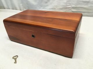 Vintage Wooden Dresser Trinket Box w Lock & Key Lane Cedar Chest Advertising 2