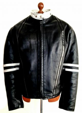 Vtg Leather Schott Perfecto Cafe Racer Motorcycle Biker Police Jacket Coat Xl 46