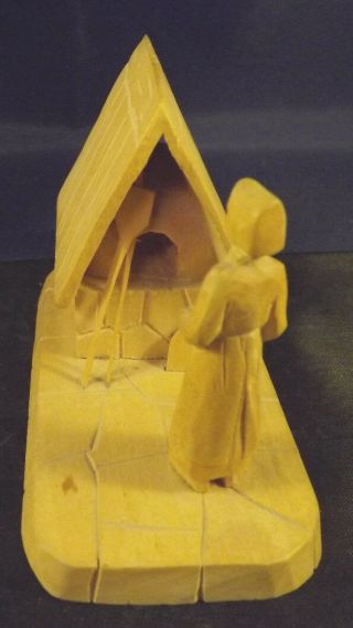 1960 ' s Miniature Quebec Carving.  Andre Bourgault.  St Jean - Port Joli.  Bread Baker 4