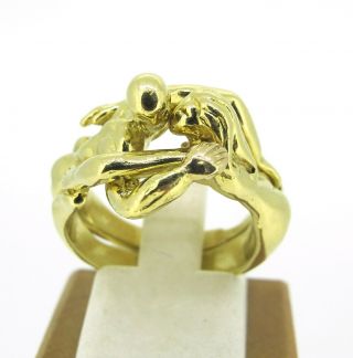 18k Yellow Gold Very Rare True Love Stackable Women & Men Two Rings Sz 6.  5