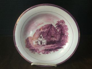 Antique Staffordshire Lusterware Pink Lustre House Plate