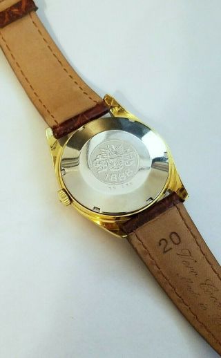 Stunning Vintage Bucherer Day Date circa 1970s Rolex President Style Gold Watch 6