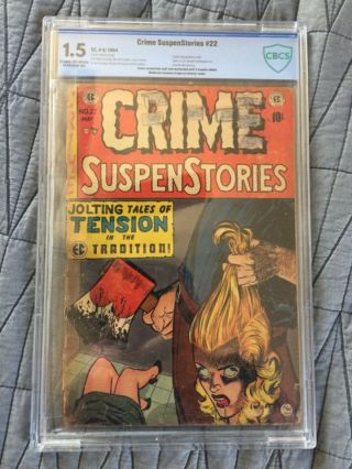 Rare 1954 Golden Age Crime Suspenstories 22 Cbcs 1.  5 Classic Decapitation Cover