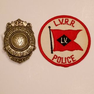 Authentic Lehigh Valley Railroad.  Police Badge & Patch Vintage Collectibles