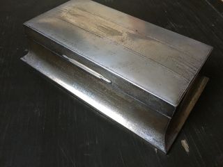 Heavy Antique Solid Sterling Silver Cigarette Cigar Box 730g Art Deco Style A/f