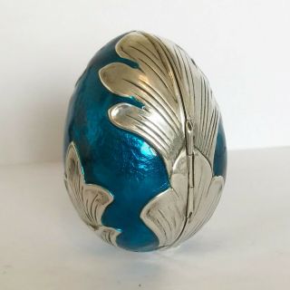 Italian Vintage 925 Solid Silver & Enamel - Easter Egg Trinket Box - Italy
