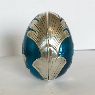 Italian Vintage 925 Solid Silver & Enamel - Easter Egg Trinket Box - Italy 2