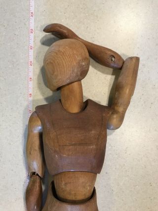 Antique Vintage RARE hand Craved Wooden Mannequin Figures Drawing Model Folk Art 4