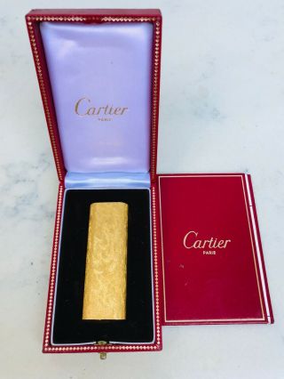 Vintage Cartier Gold - Plated Lighter N.  E60688,  W/box & Paper