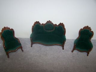 1:12 Vintage Dollhouse Miniature Artisan Pat Leonetta Couch & 2 Chairs