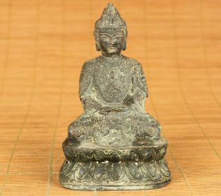 Rare Chinese Old Bronze Hand Casting Buddha Statue Netsuke Home Decoration