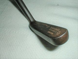Antique Vintage Old Scottish Finesse Putter Hickory Wood Wooden Shaft Golf Club