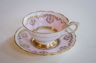 Royal Stafford Vintage Tea Cup And Saucer Bone China Uk Pink/white/gold