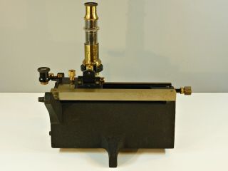 A Good Vintage Brass Vernier Microscope By Philip Harris Birmingham
