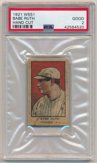 1921 W551 Babe Ruth Psa 2 Hof Rare Early Yankee Card Low Pop