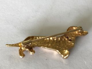 Vintage 9 ct gold diamond ruby sapphire Dachshund dog brooch pin. 4