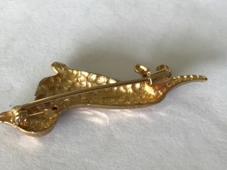 Vintage 9 ct gold diamond ruby sapphire Dachshund dog brooch pin. 5