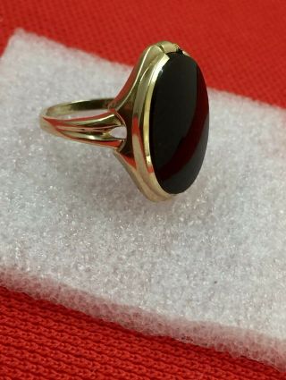Antique Victorian 1880s 10k Solid Yellow Gold Black Onyx Ring Sz 6