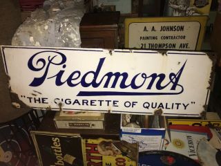 Antique 1900s Piedmont Cigarette Porcelain Advertising Sign T206 Baseball Card