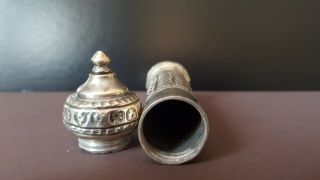 Unusual Antique sterling silver cylindrical Metal Scroll Document Holder 4