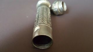 Unusual Antique sterling silver cylindrical Metal Scroll Document Holder 7