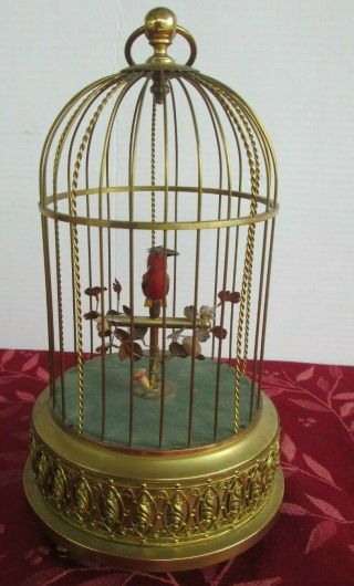 Vintage German Bird In Cage Automaton K - G Karl Griesbaum Ken D Music Box