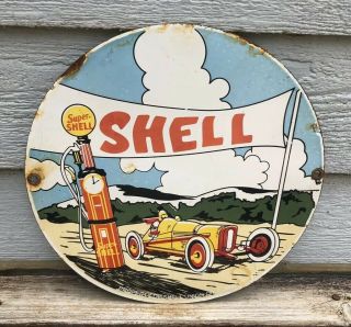 Vintage Shell Gasoline Porcelain Gas Motor Oil Service Station Pump Plate Sign