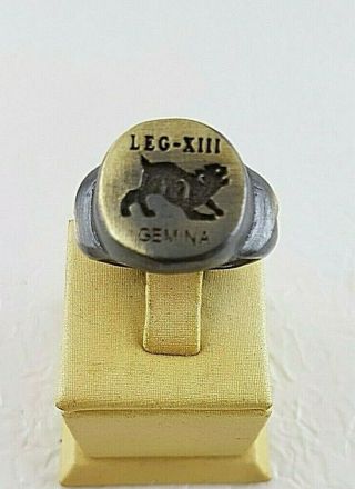 Ancient Legio Xiii Gemina Bronze Ring - Vintage - Antique Roman - Bronze - Rare