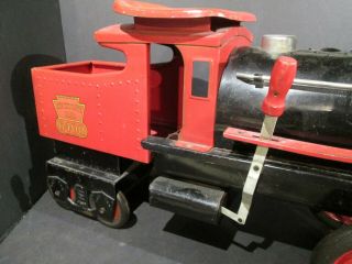 ANTIQUE KEYSTONE TOY CO RAILROAD RIDE ON LOCOMOTIVE PRESSED STEEL - EXCEPTIONAL 10