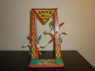 J Chein Sand Mill Colorful Vintage Tin Toy 1950 