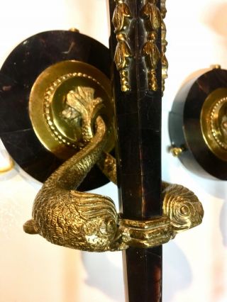 Maitland Smith Vintage Exquisite Marble Brass Sconce Wall Lamps Rare HTF Asian 10