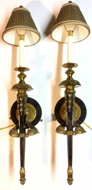 Maitland Smith Vintage Exquisite Marble Brass Sconce Wall Lamps Rare Htf Asian