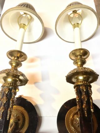 Maitland Smith Vintage Exquisite Marble Brass Sconce Wall Lamps Rare HTF Asian 2