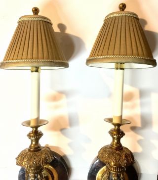 Maitland Smith Vintage Exquisite Marble Brass Sconce Wall Lamps Rare HTF Asian 3