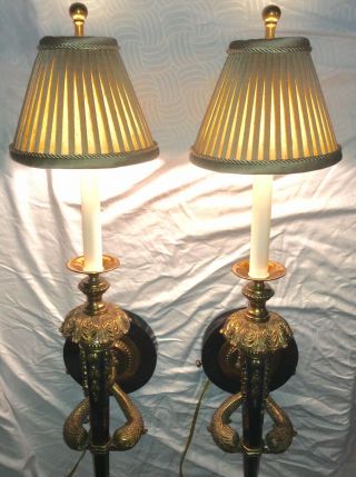 Maitland Smith Vintage Exquisite Marble Brass Sconce Wall Lamps Rare HTF Asian 5