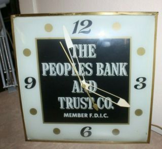 Vintage Pam Illuminating Clock Advertising The Peoples Bank
