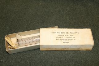 Ww2 U.  S.  Army Medical Corps Lg Size Glass Syringe In Issue Box,