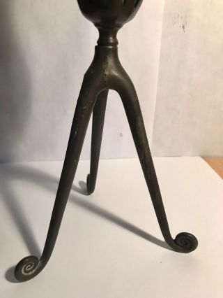 Antique Tiffany Studios Tripod Foot Candlestick With Blown Glass Numbered D885 11