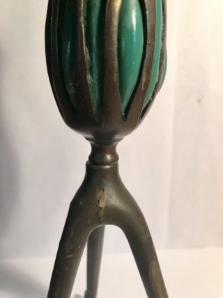 Antique Tiffany Studios Tripod Foot Candlestick With Blown Glass Numbered D885 9