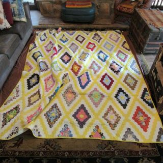 Vintage Quilt,  Hand Stiched Quilted,  88 " X100 " Summer Weight