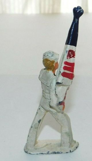 Vintage Barclay Manoil Marching Sailor with US Flag Lead Soldier 4