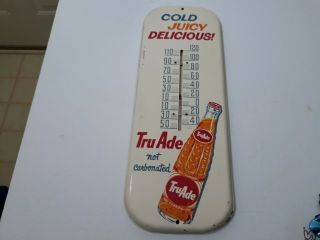 Vintage Tru Ade Cold Juicy Delicious 16 " Thermometer Paint