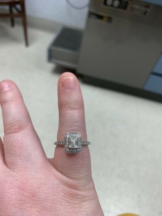 1 Carat Emerald Cut Diamond Vintage Looking White Gold Engagement Ring 3