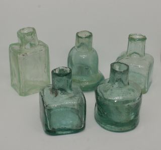 5 X Lovely Antique Glass Bottles