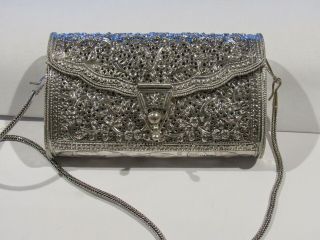 Sterling Silver Handmade Floral Purse 9.  21 Ozt