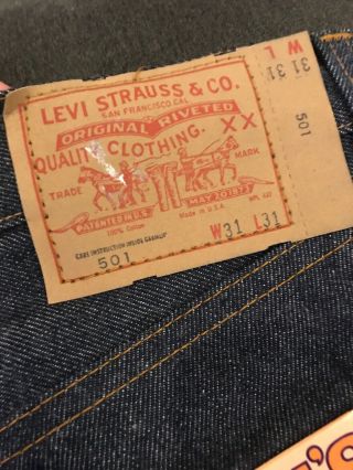Vtg 60s 70s Levis 501 Denim Jeans Redline Big Deadstock 1966 Style 31 X 31 Rare 3