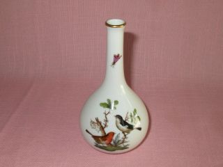 Antique Herend Hungary Porcelain Rothschild Bird Small Bud Vase 7105/ro 5.  25 "